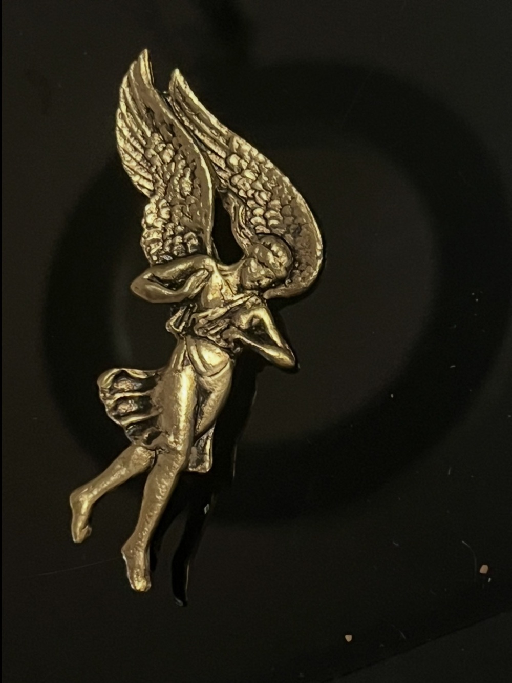 Angel man realistic high end brooch gold brassy colour 3" MOA Museum of Arts.